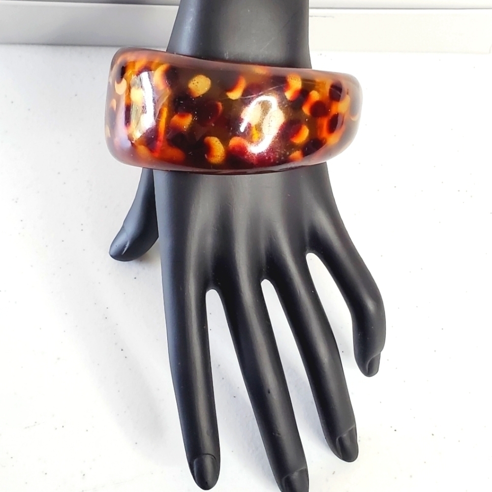 Wide Chunky Bangle Slip-on Plastic Animal Print‎ Design Bangle